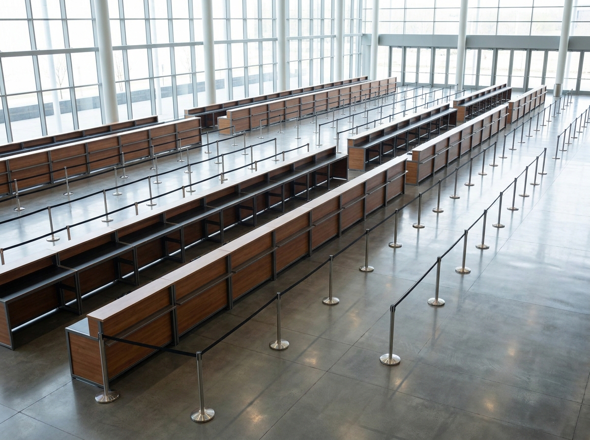 An organized registration area set up for an anime and comics convention.