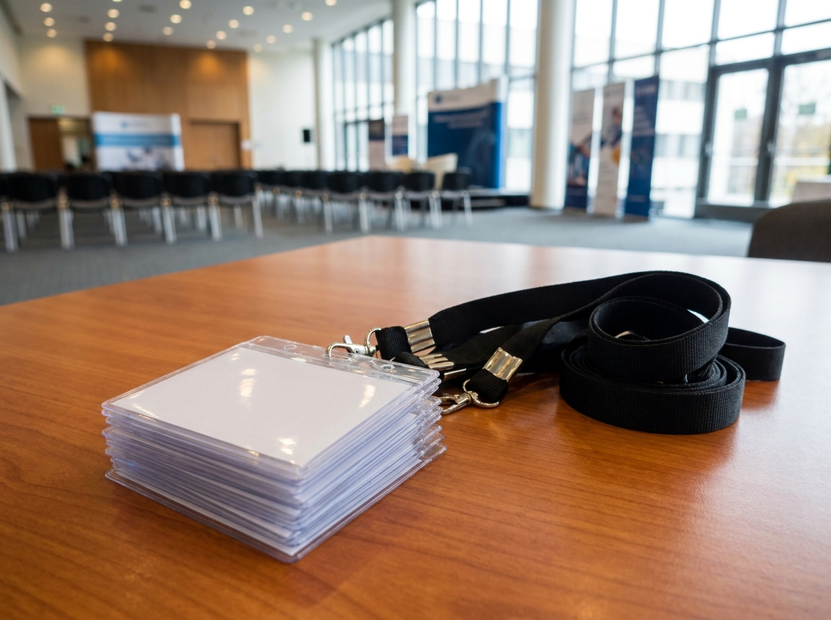 An empty conference room in an Atlanta hotel prepared for a business event.