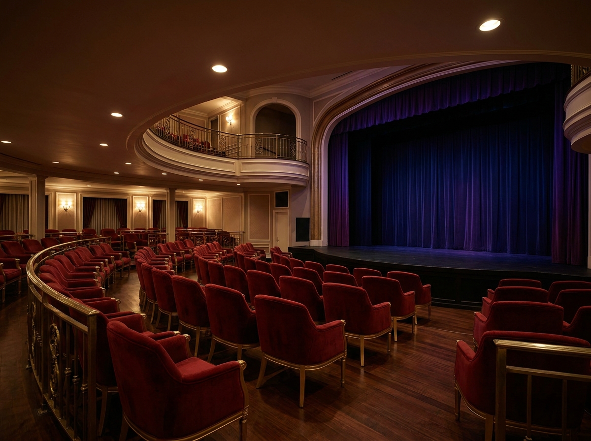 Empty seats in a classic Atlantic City showroom before an event.
