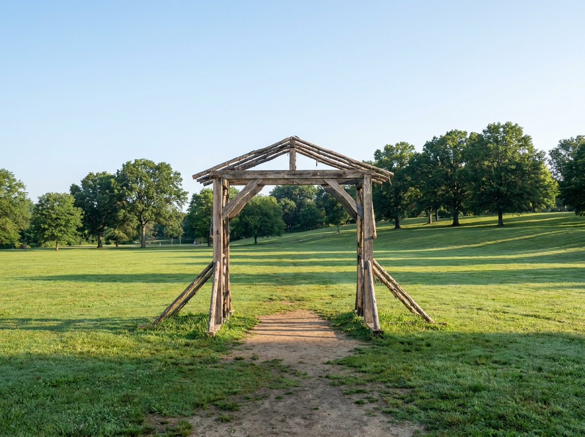 The simple, empty entrance to an outdoor event in a Baltimore park.