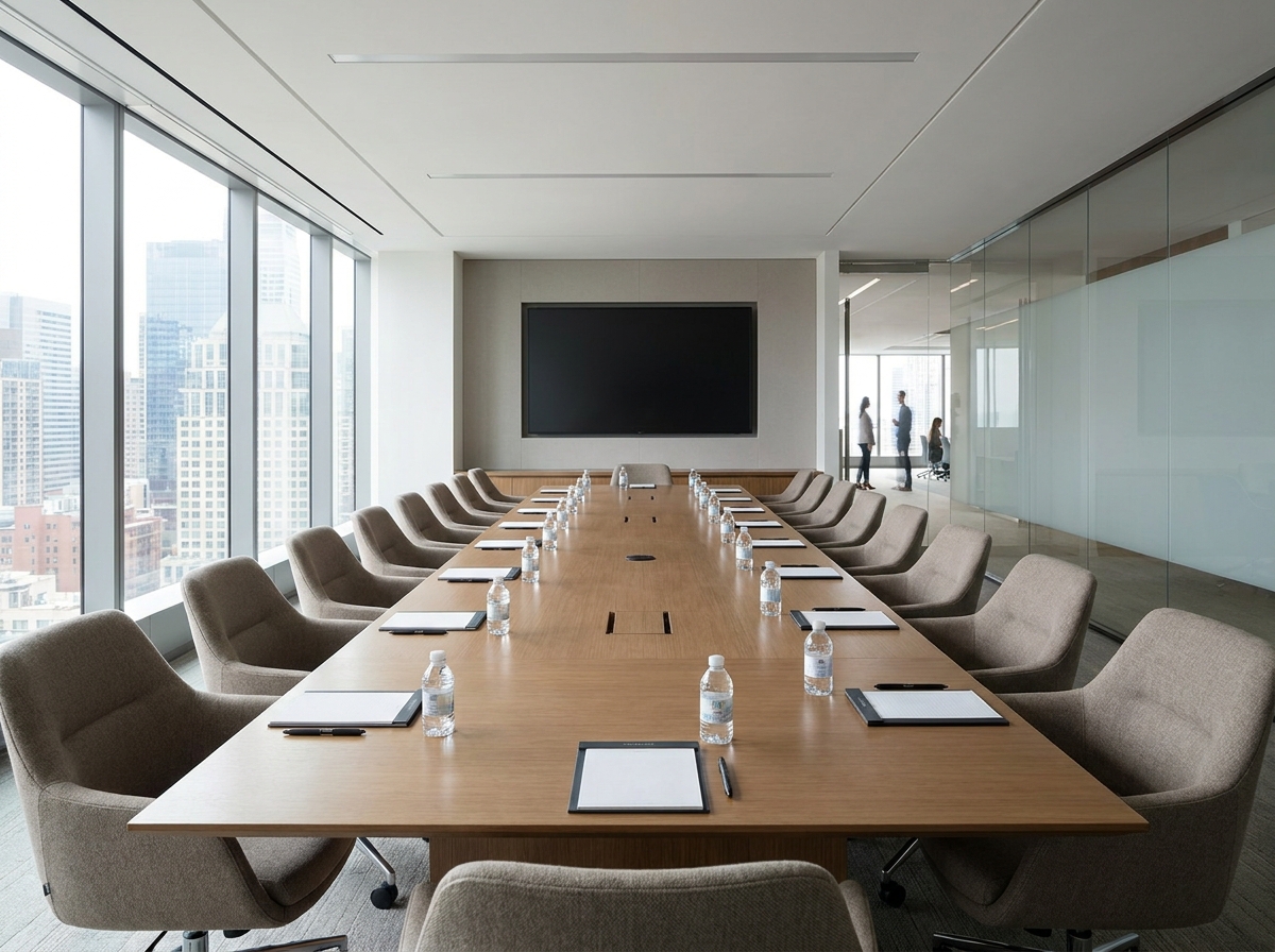 A modern conference room ready for a business event in Belfast.