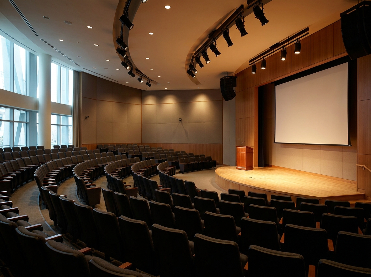 An empty conference room ready for a business event in Birmingham.