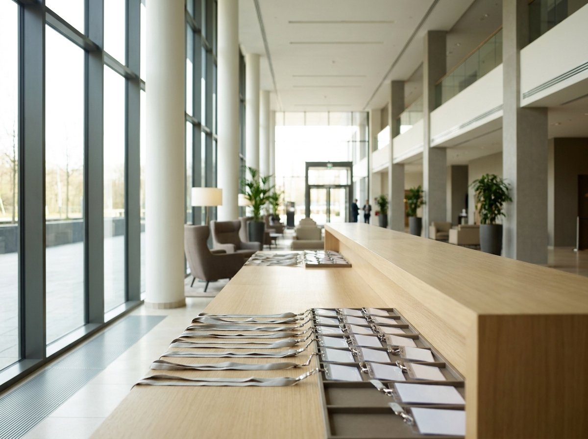 A registration desk set up for a Boise business networking event.