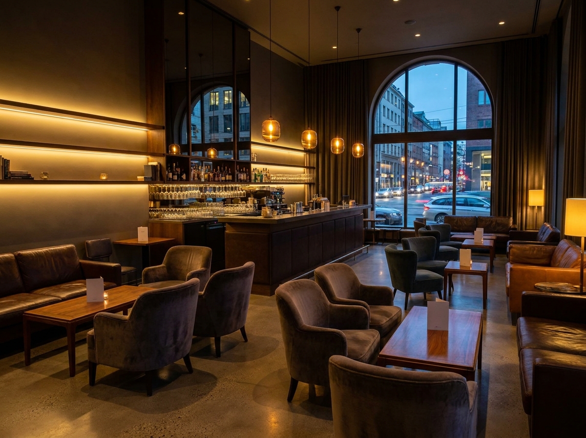An upscale venue prepared for a Boise networking mixer.