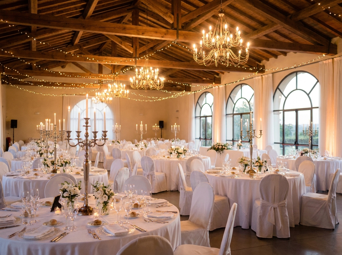 An elegant event space set up for a luxury bridal event.