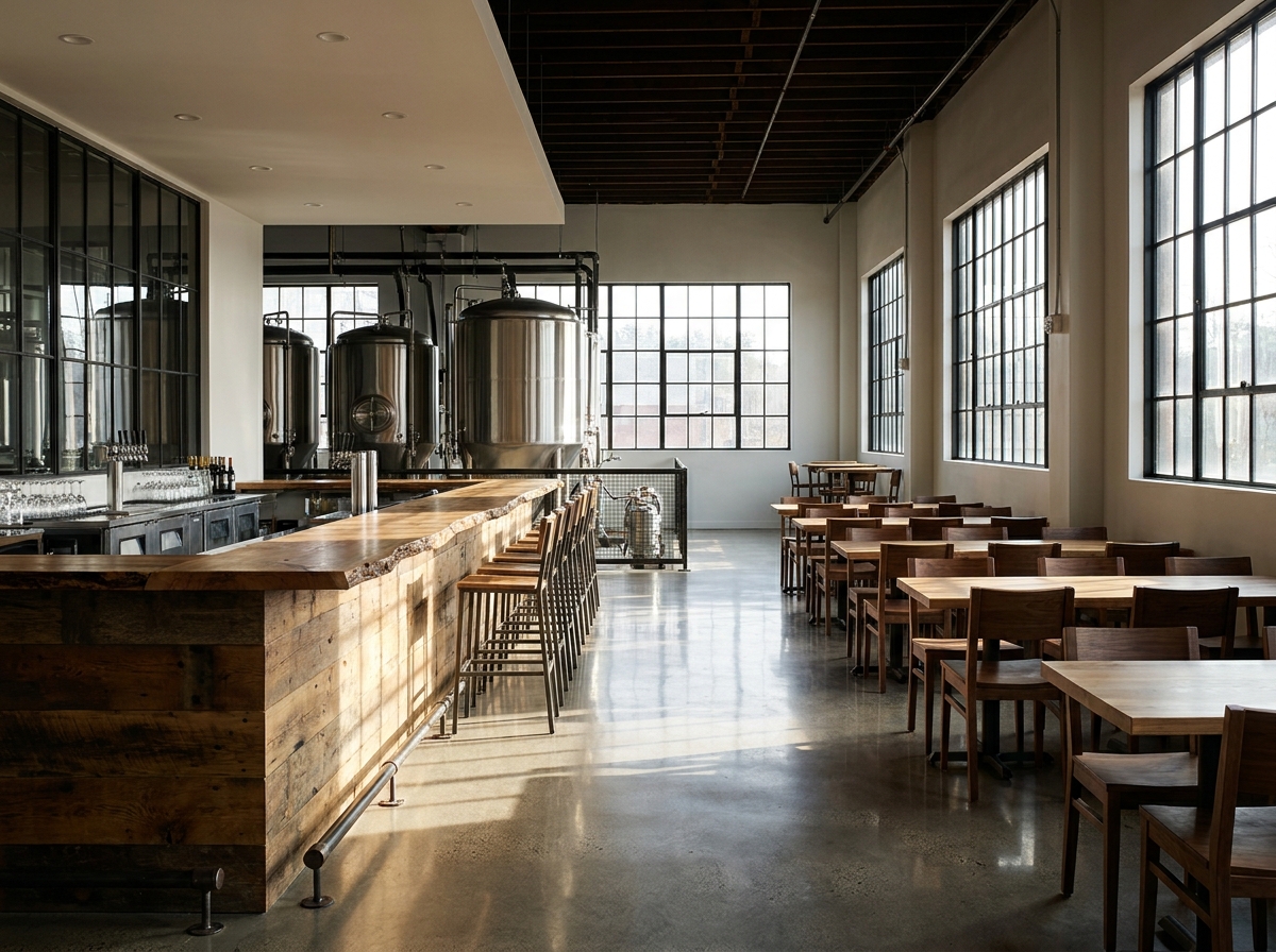 An empty craft brewery in Buffalo, a common venue for local events.