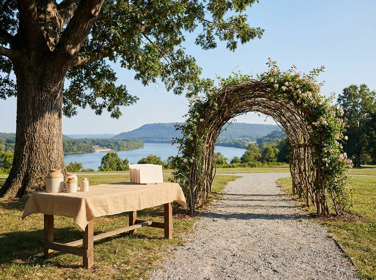 A check-in area ready for an outdoor Chattanooga event.
