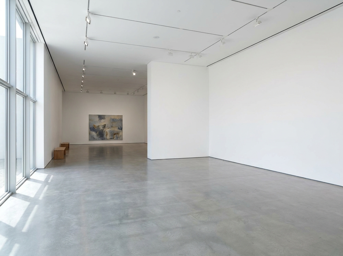 An empty art gallery in Corpus Christi, prepared for an event.
