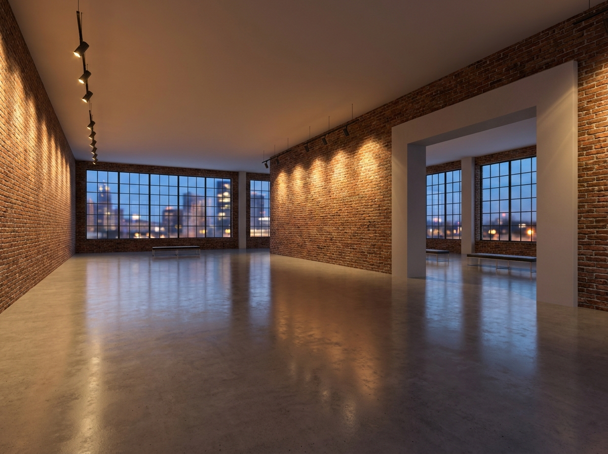 A modern Dallas art gallery prepared for an evening event.