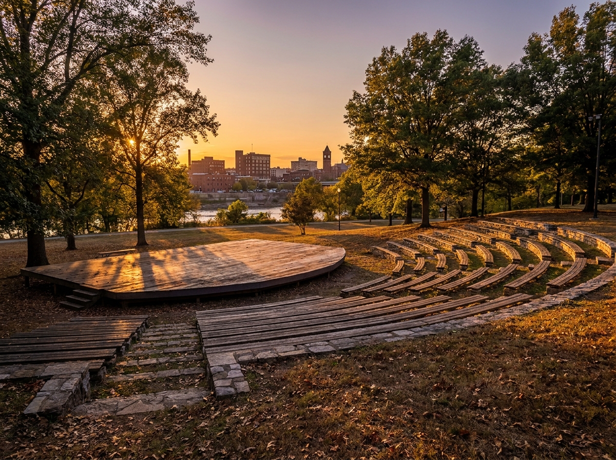 An outdoor event space in a Dayton park ready for attendees.