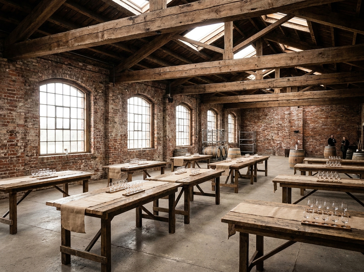 An industrial-chic event space in Dayton set for a local tasting.