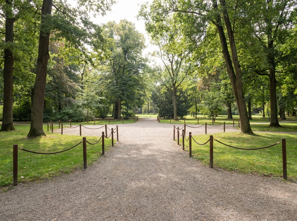 An organized and welcoming entrance area for a large Easter event in a park.