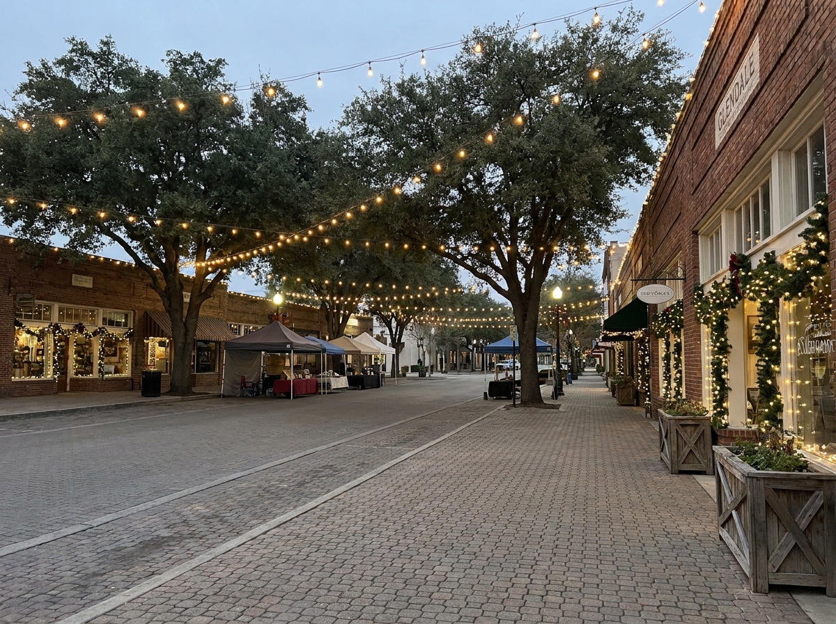 A street in historic downtown Glendale set up for a local festival.