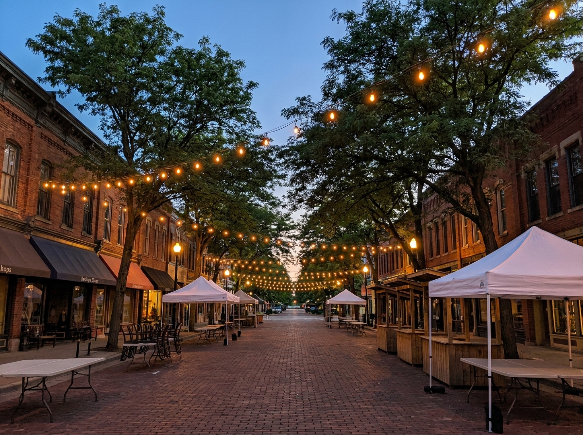 An empty street in Grand Rapids set up for a local festival.