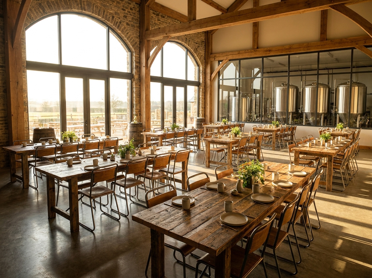 A Greenville brewery space set up for a private ticketed event.