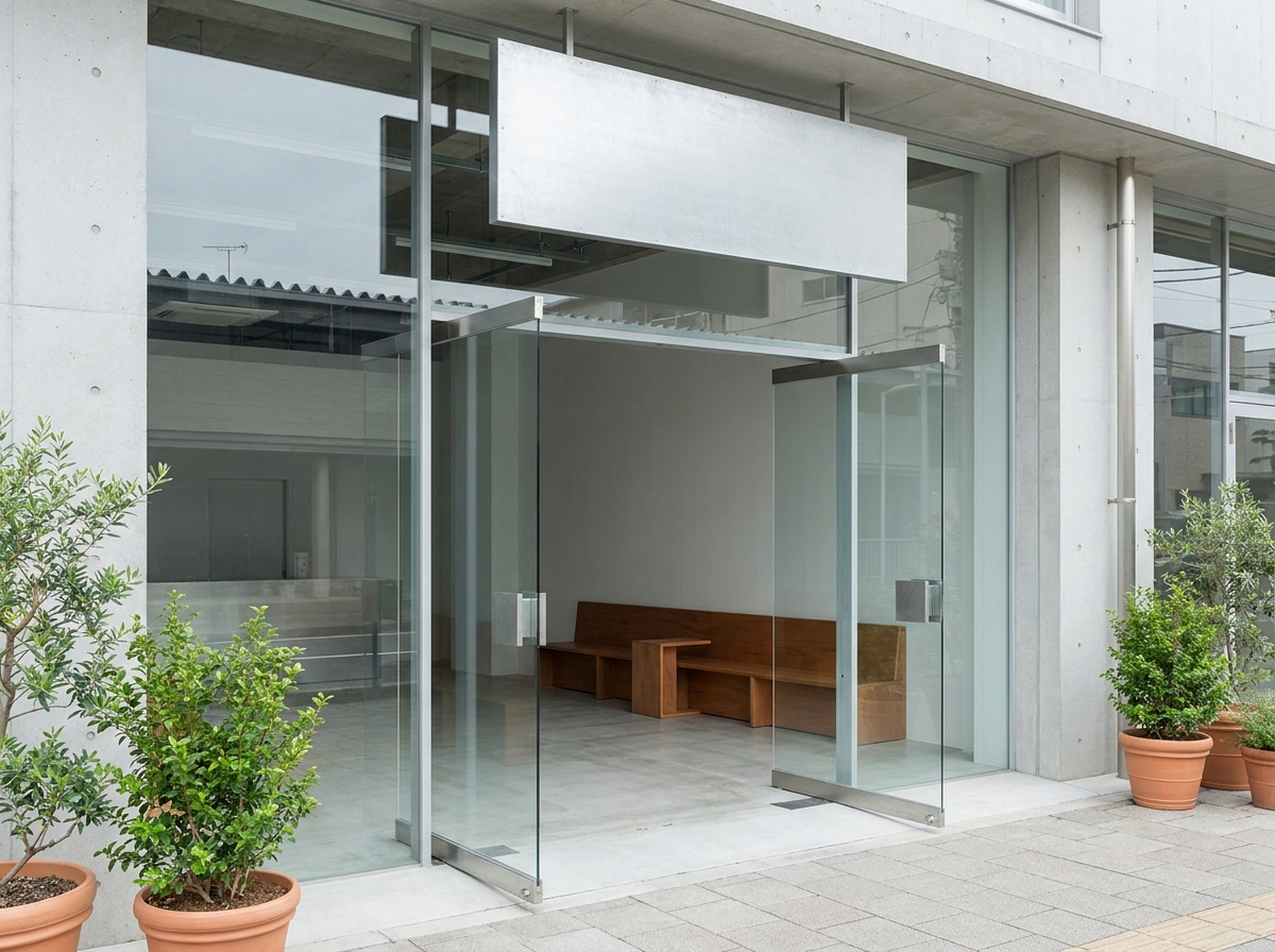 A modern event venue entrance, ready for guest check-in using the Eventbrite Organizer app.