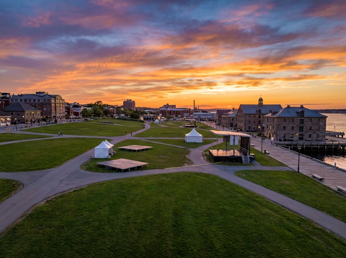 An open park on the Halifax waterfront, an ideal location for outdoor events.