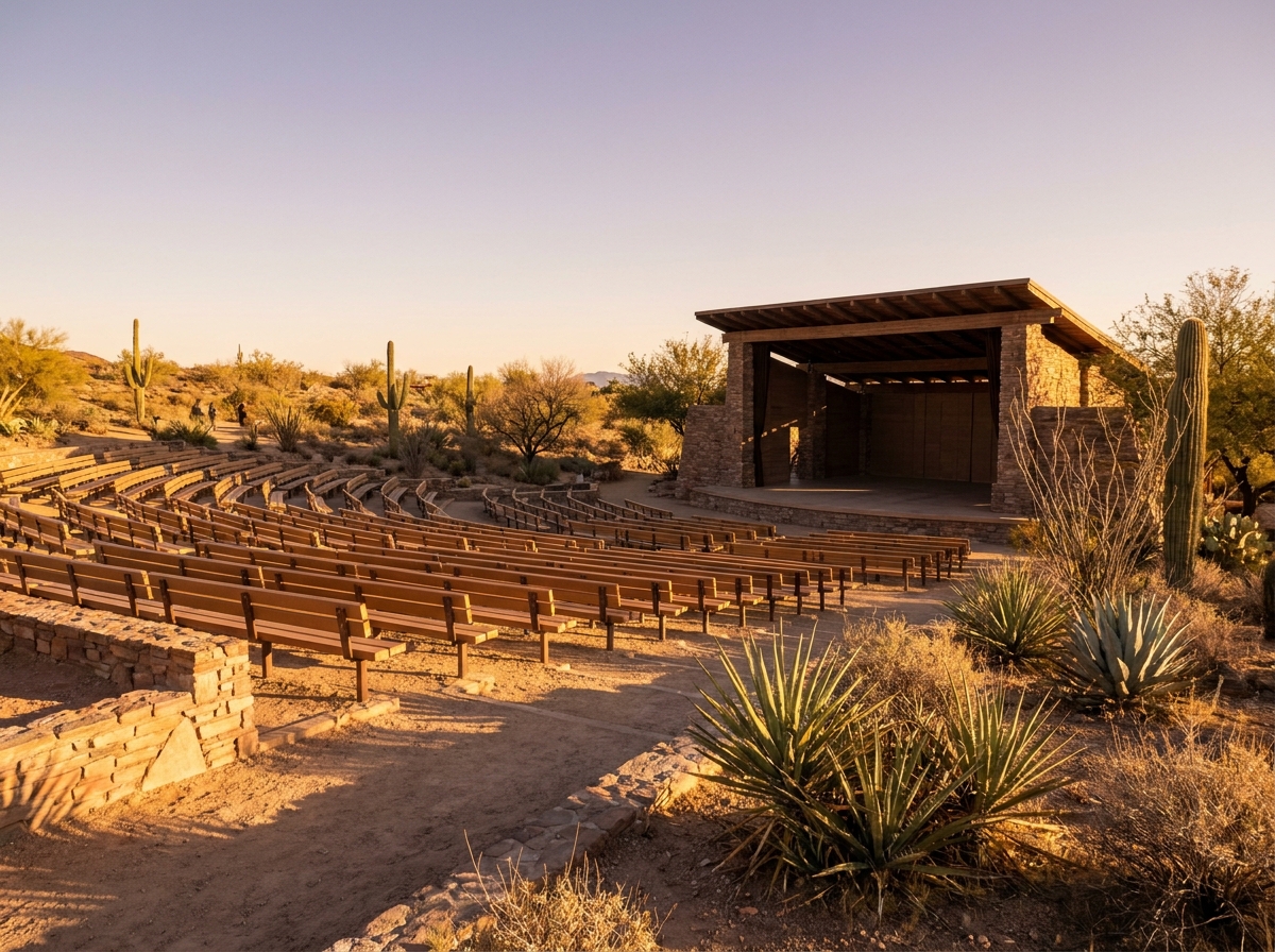 Outdoor amphitheater in a Henderson park ready for an evening event.