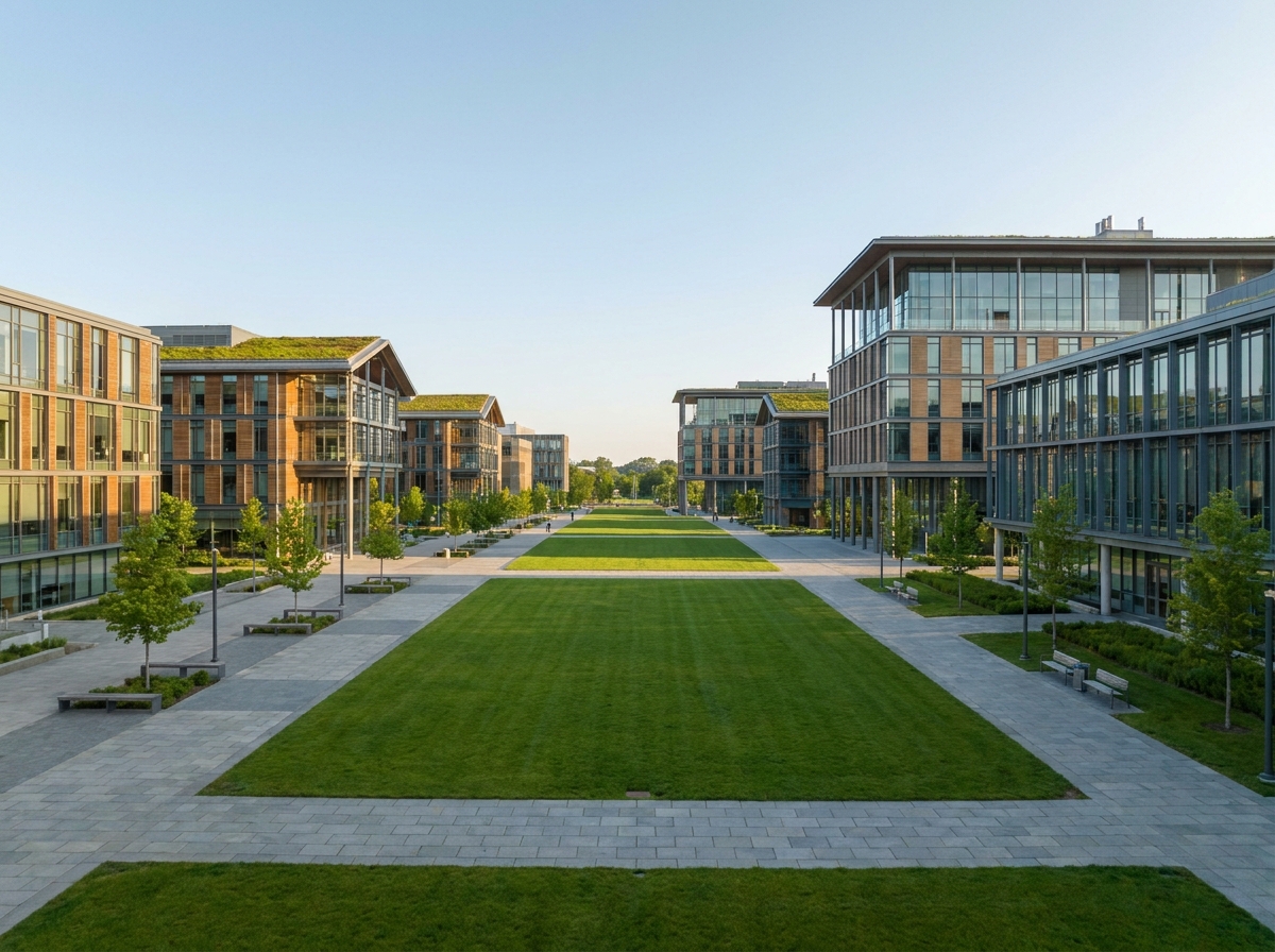 A university campus quad in Irvine, an ideal setting for academic events and symposiums.