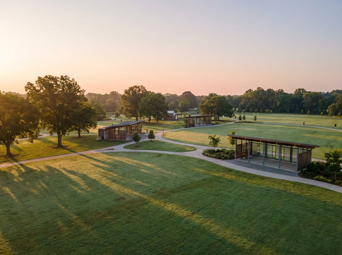 A large public park in Irvine, perfect for a community festival or outdoor gathering.