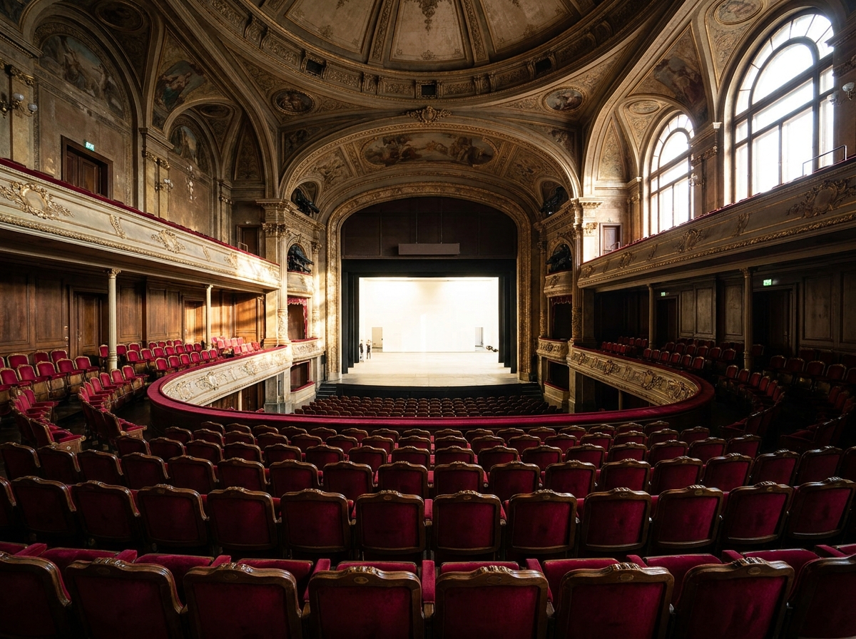 Interior of a historic theater in Jackson, set up for a ticketed event.