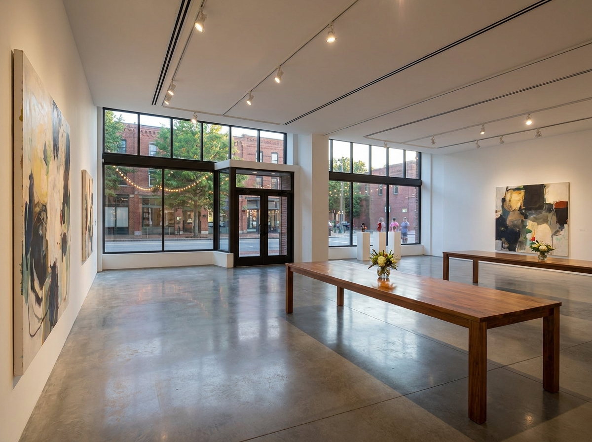 A modern event space in Jackson prepared for guests to arrive.