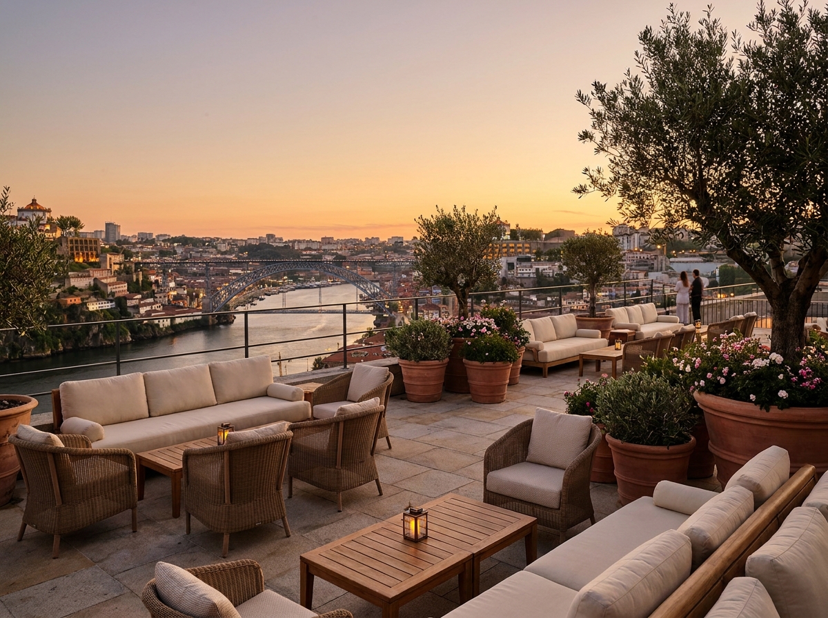 A rooftop event space in Jacksonville, ready for guests to arrive.
