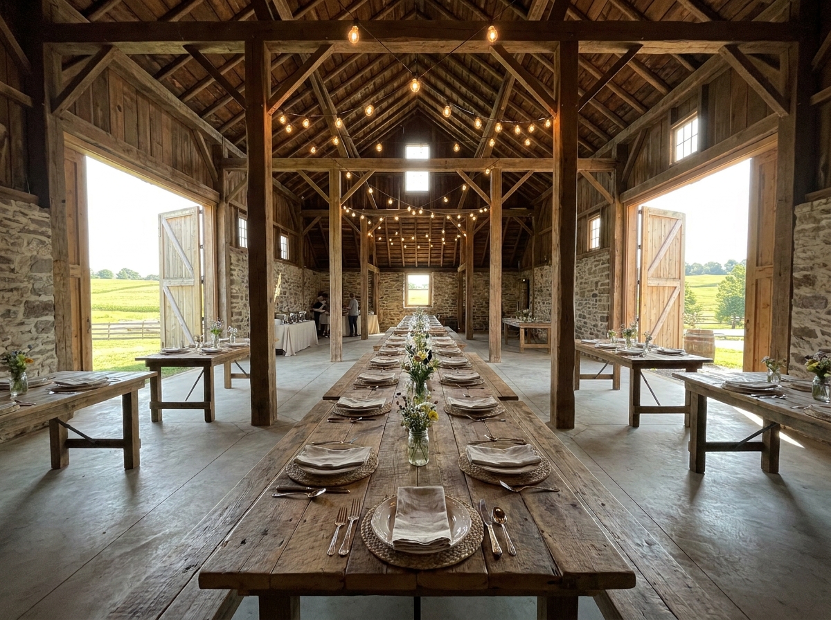 A barn in Lancaster County prepared for a special dinner event.