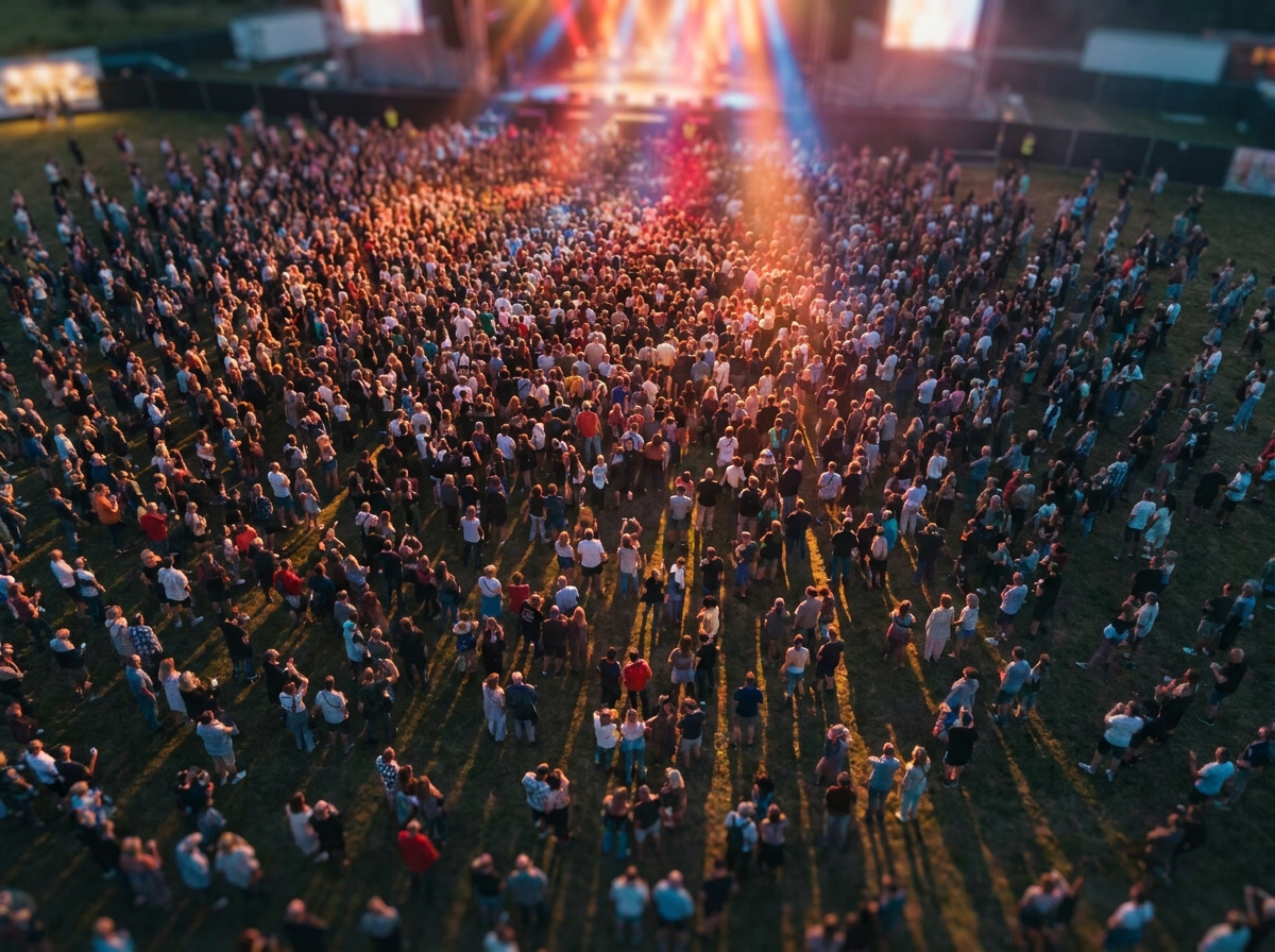 A large, energetic crowd enjoying an outdoor Latin music festival at night.