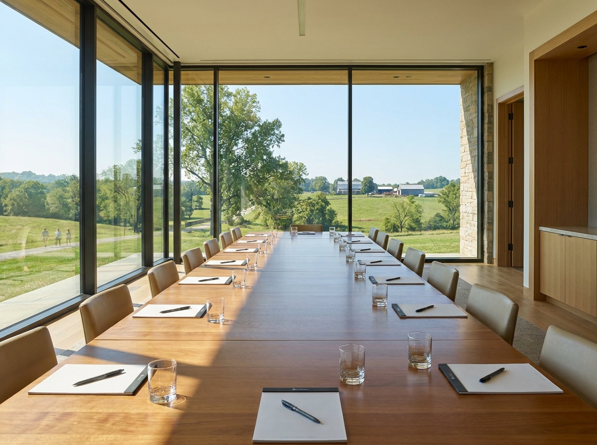 A professional conference room set for a business event in Lexington.