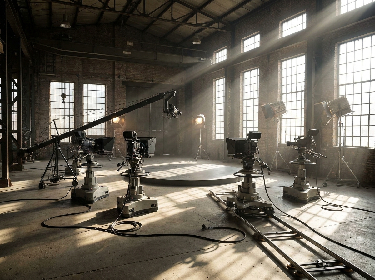 A professional multi-camera studio setup for a high-quality live stream event.