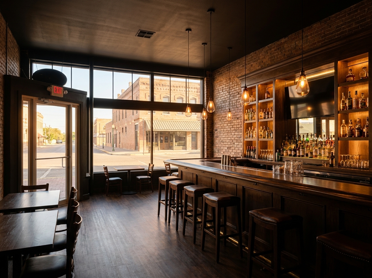 The interior of a bar in McAllen, a common venue for live music and events.