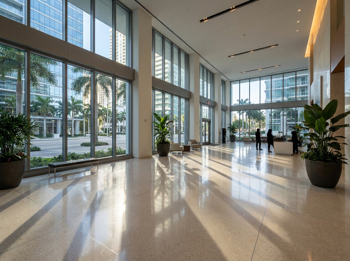 An art gallery in Miami prepared for a creative industry networking event.