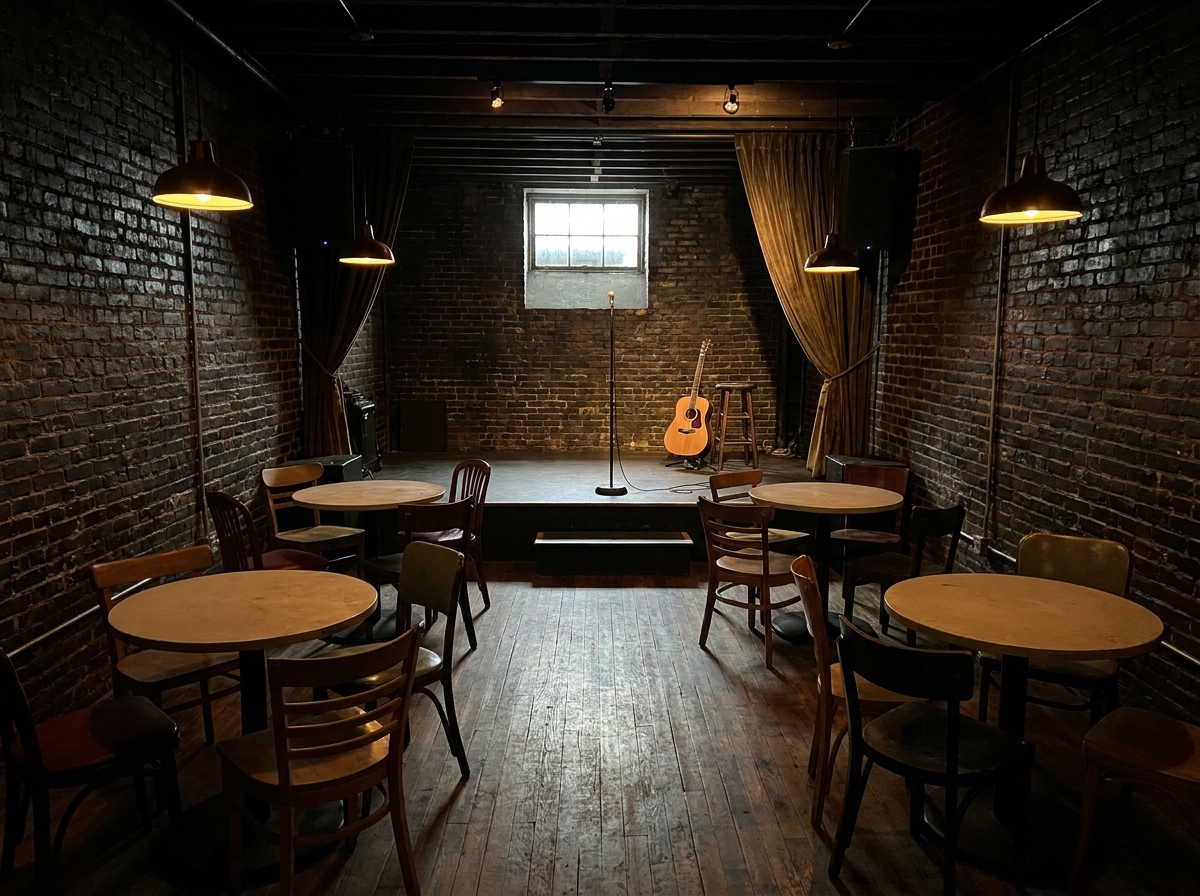 A small, intimate Milwaukee music venue prepared for an evening show.