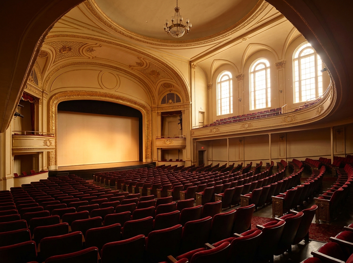 Interior of a historic Montgomery theater prepared for a show.