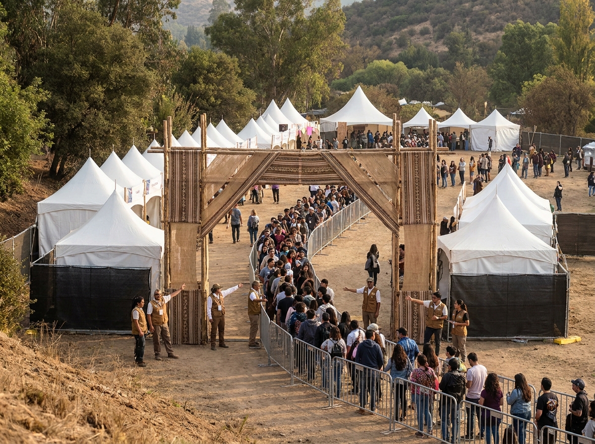 An orderly entrance to a nationality event, illustrating a smooth registration and check-in process.