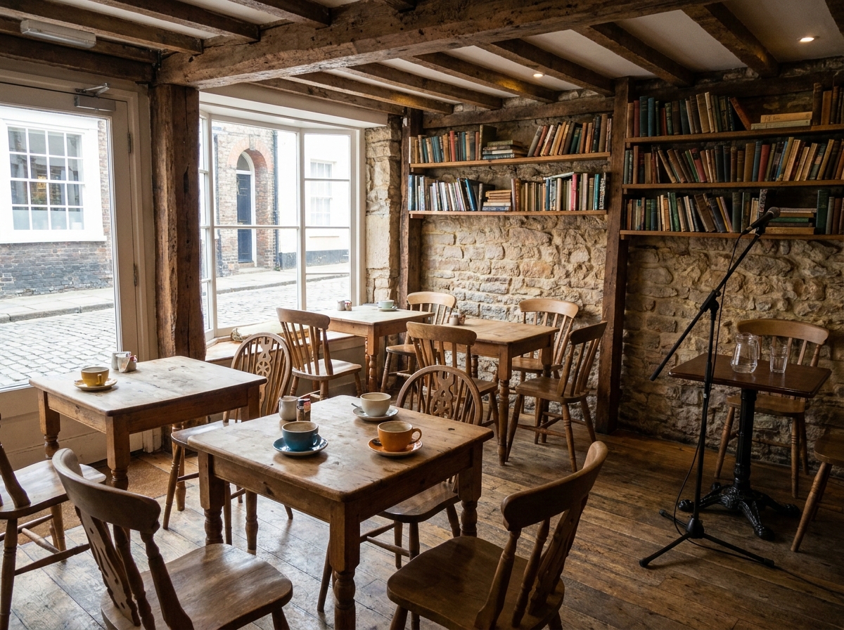 A cozy Norwich cafe prepared for a local workshop event.