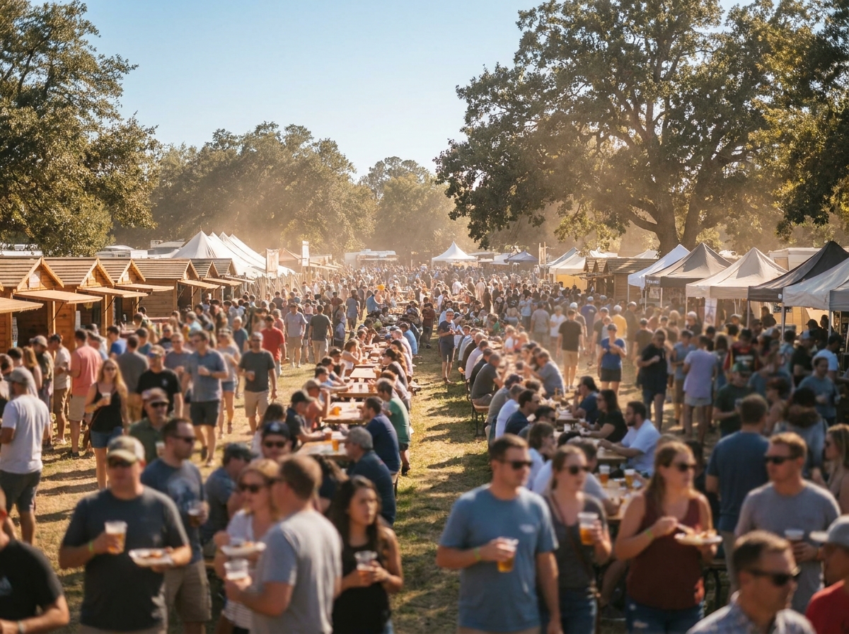 A large crowd enjoying a sunny day at a beer festival, demonstrating Eventbrite's audience reach.