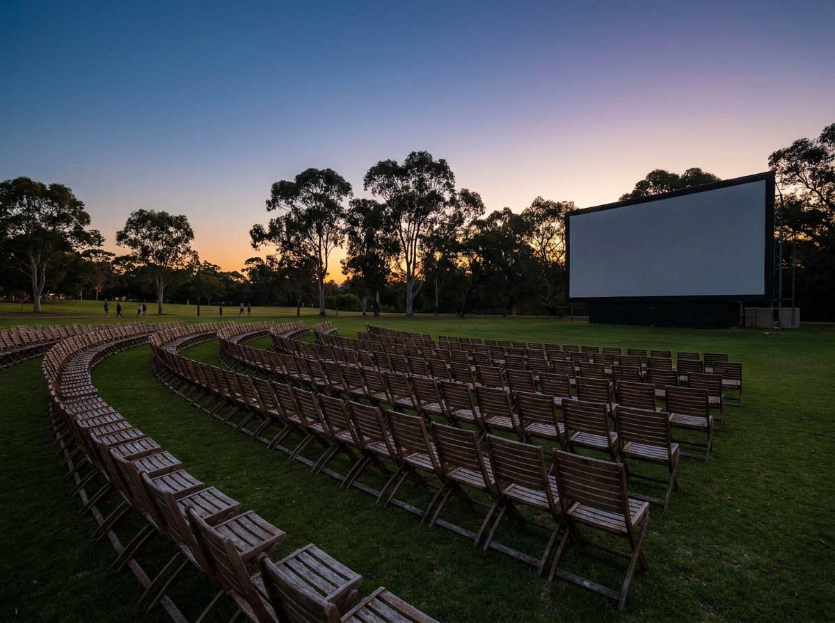 Outdoor cinema setup in Perth, demonstrating flexible event ticketing.