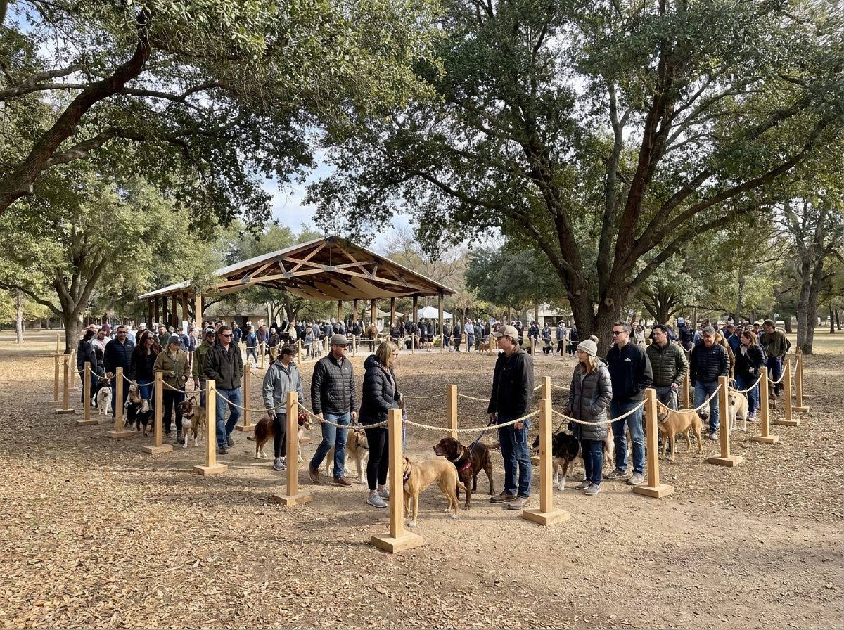 The organized entrance to a large pets and animals event.