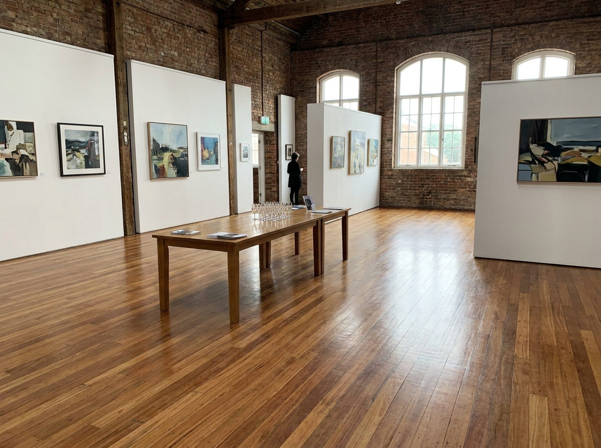 An art gallery in Philadelphia prepared for an evening event.