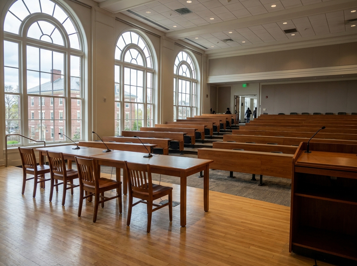 An empty auditorium in Providence set for a professional event.