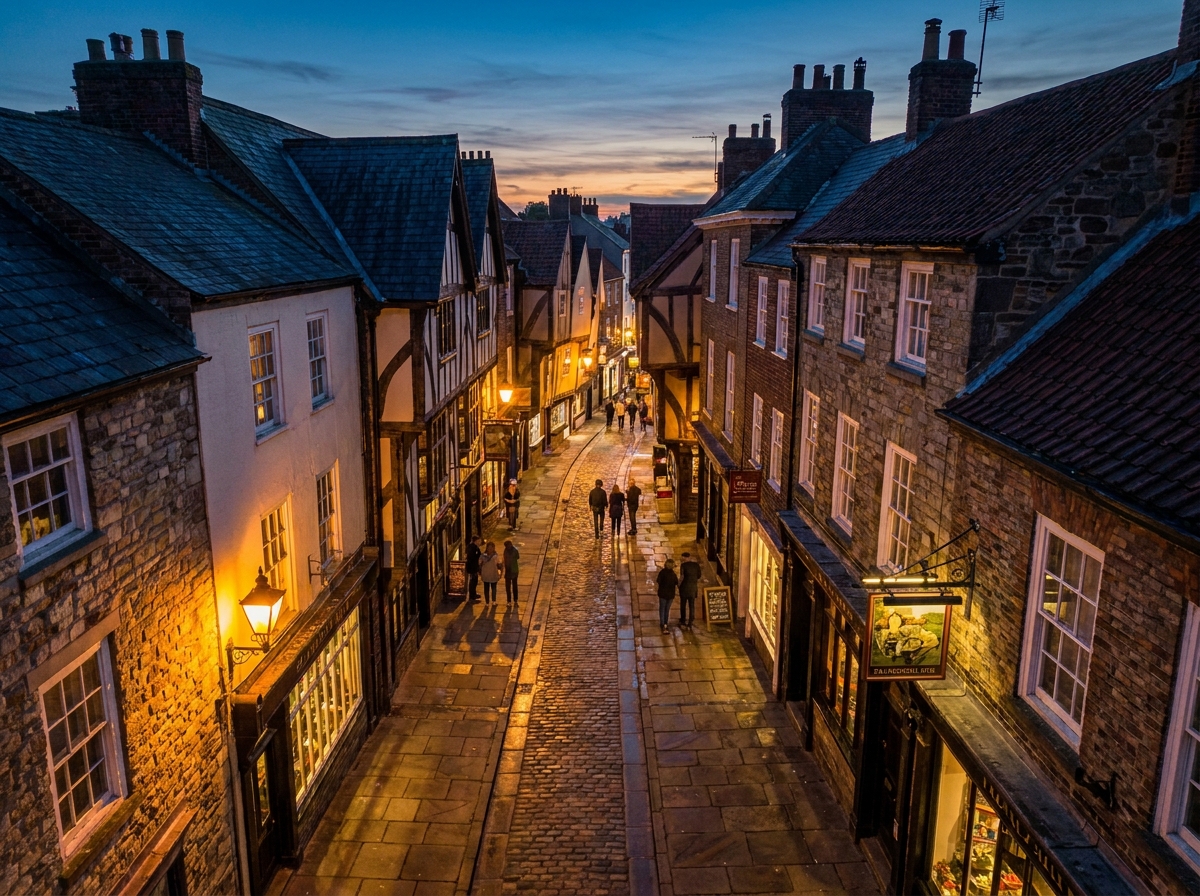 An aerial view of a street with many pubs, the perfect route for a walking bar tour.
