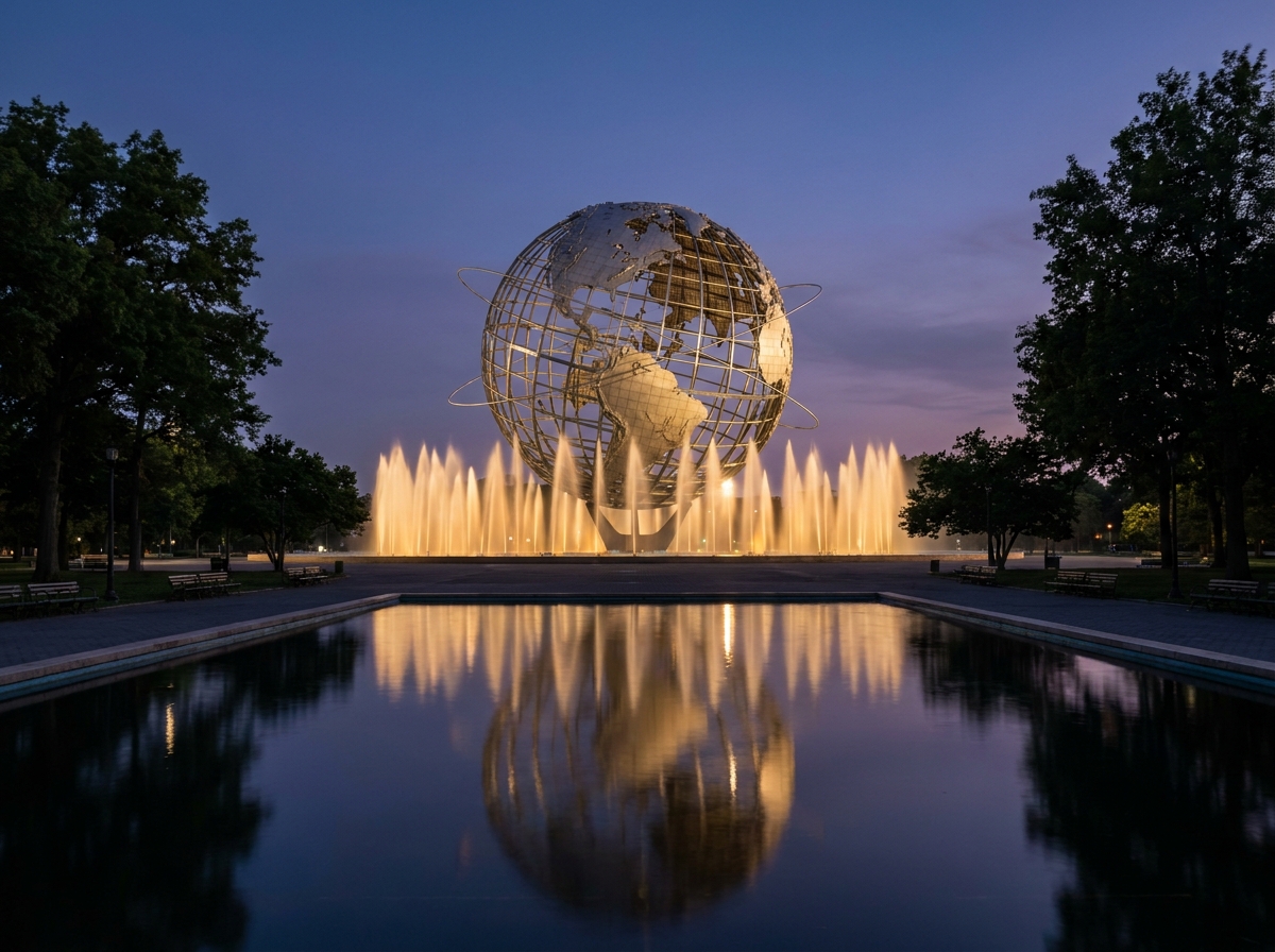 The Unisphere in Queens' Flushing Meadows Corona Park, a setting for many local events.