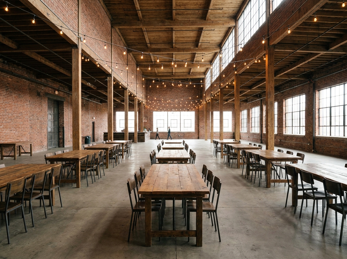 A restored warehouse venue in Regina prepared for an event.