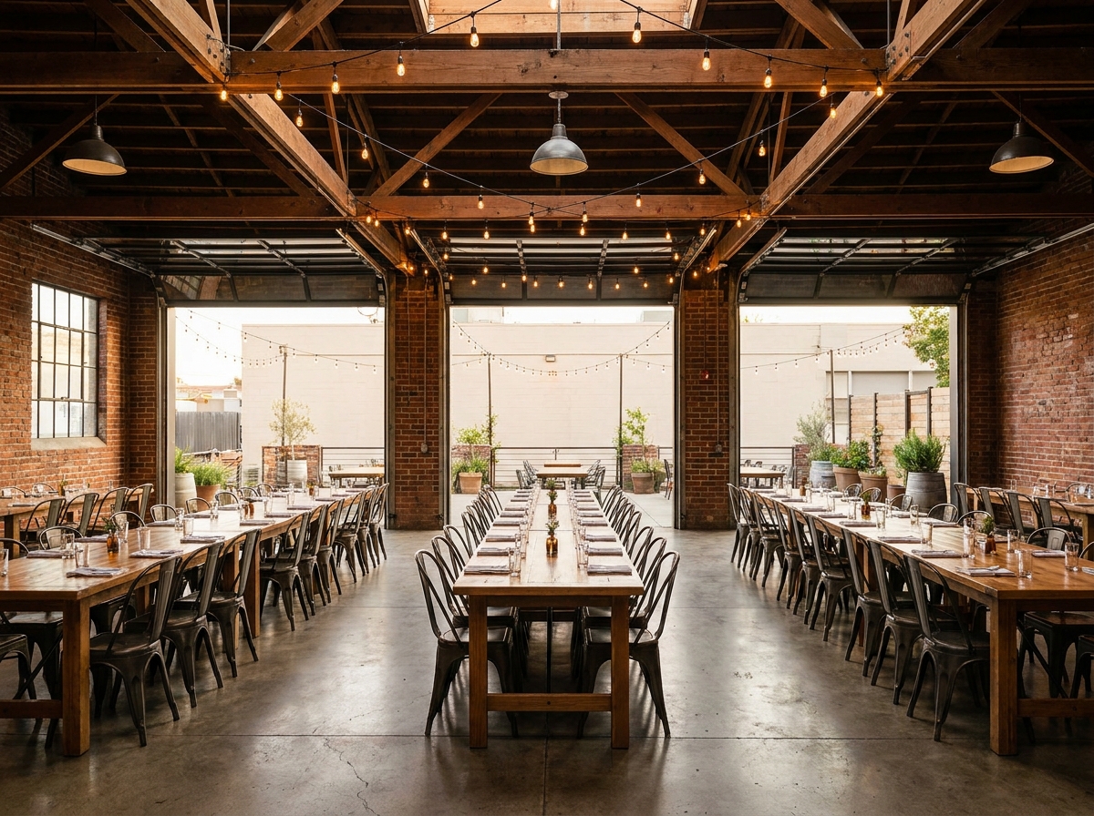 A casual event space in Sacramento ready for a networking happy hour.