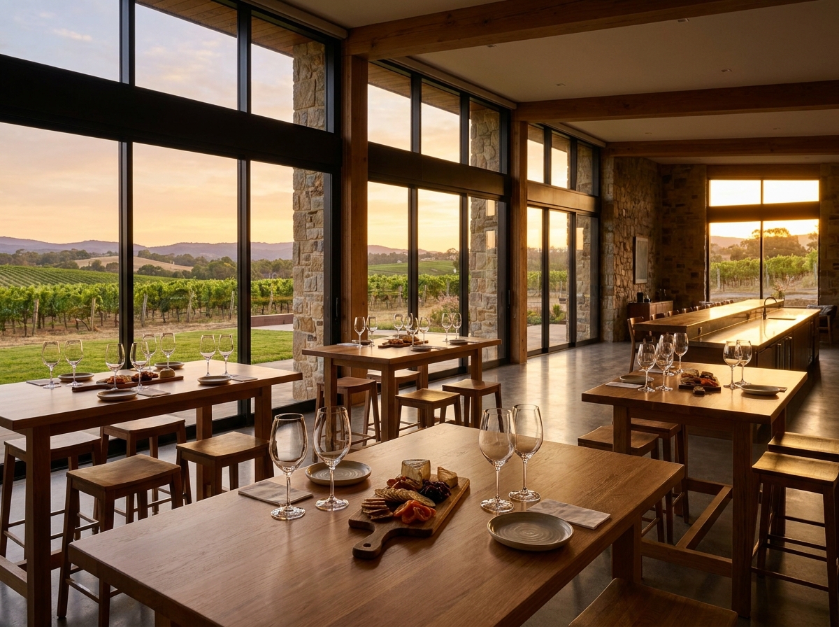 A winery tasting room set for a professional networking event near Salem.