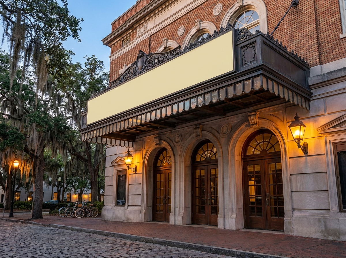 The entrance to a historic event venue in Savannah, GA.