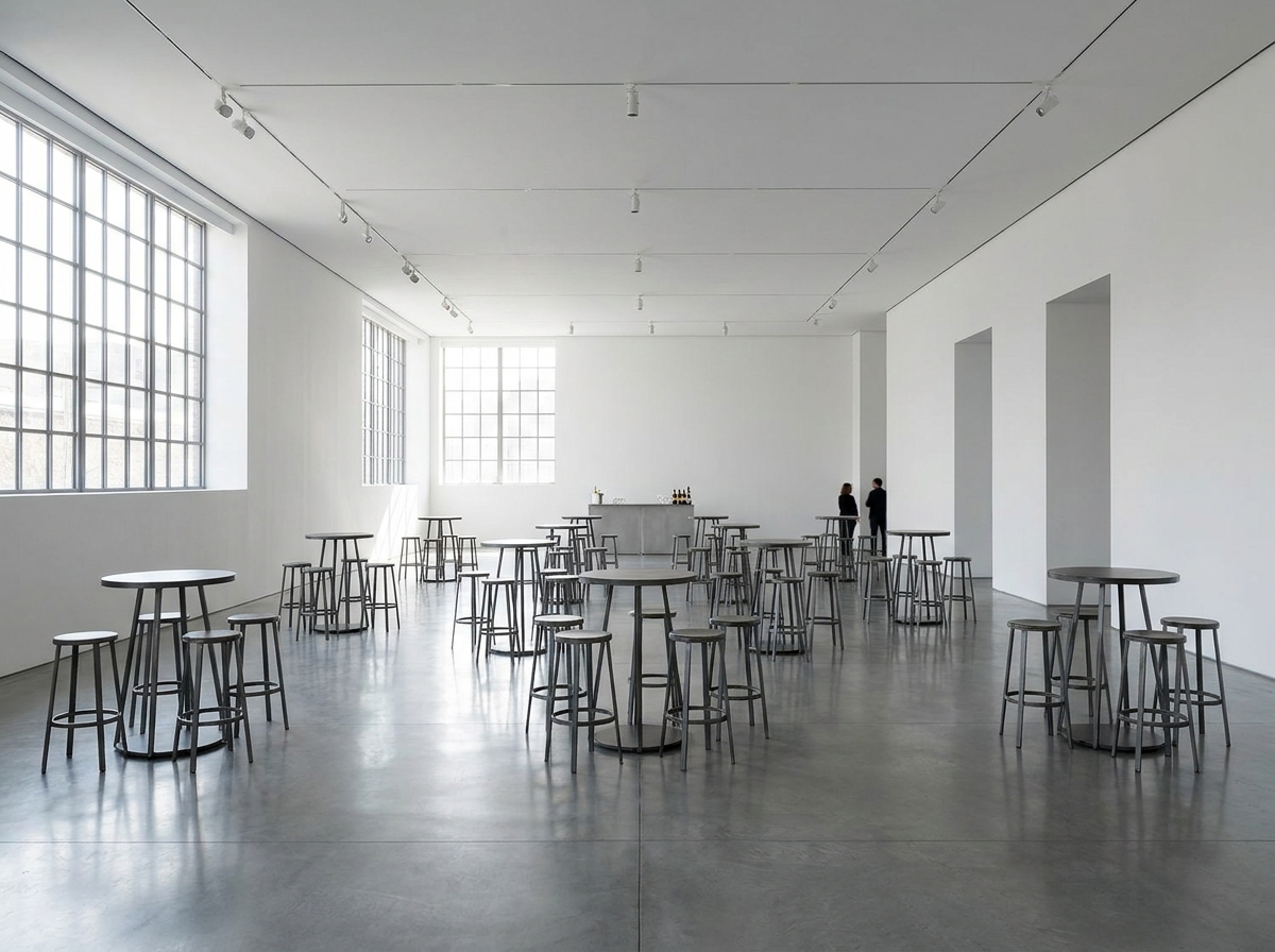 An art gallery set up for a creative industry networking event.