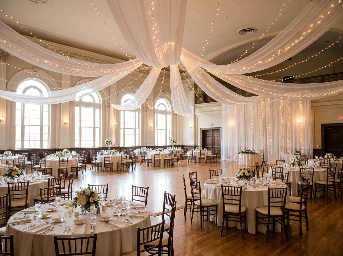 An organized check-in table prepared for a school formal event.